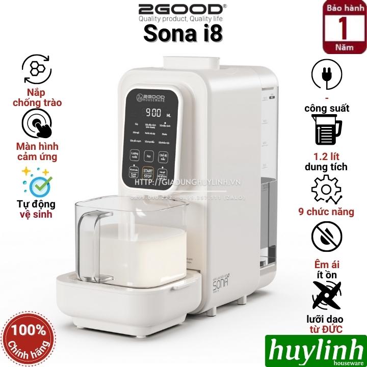 Máy làm sữa hạt đa năng 2Good Sona i8 - 1.2 lít - 9 chức năng - Hàng chính hãng