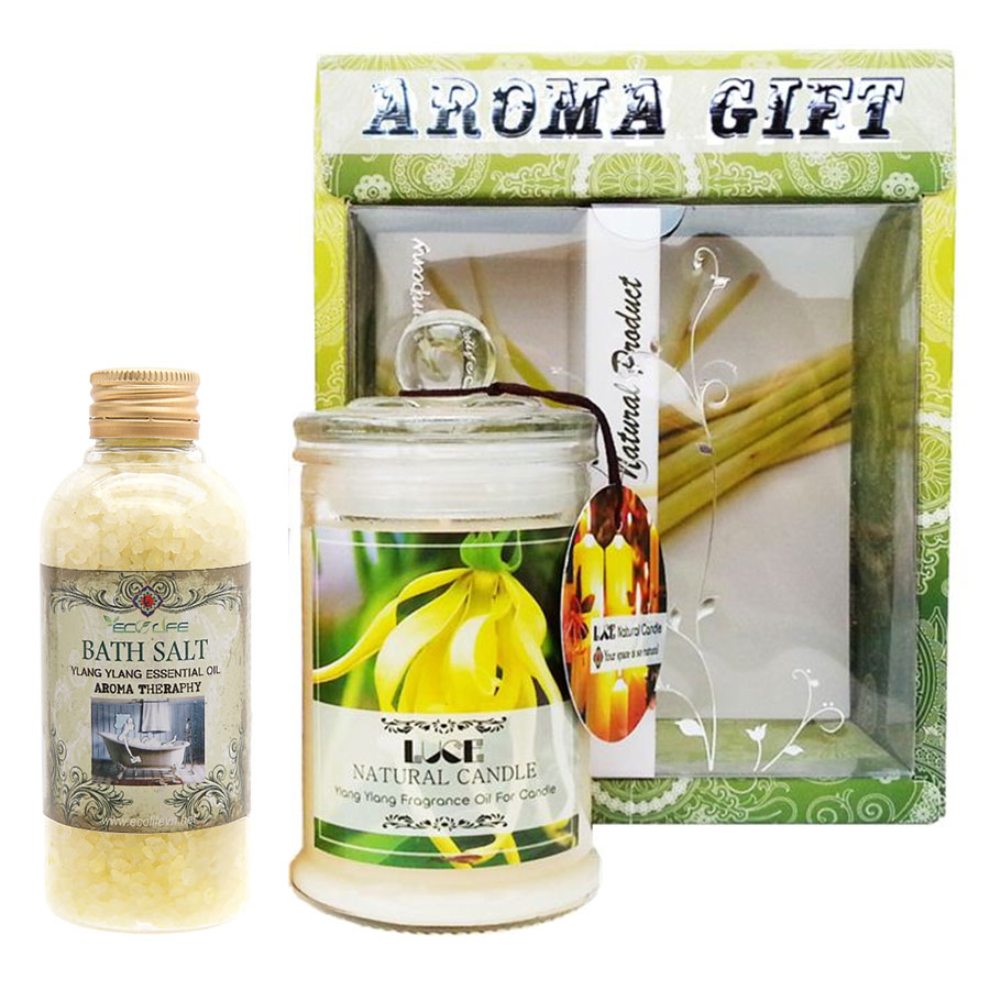 Hộp Quà Ecolife Aroma Ngọc Lan: Nến Thơm Lọ Thủy Tinh Và Muối Tắm