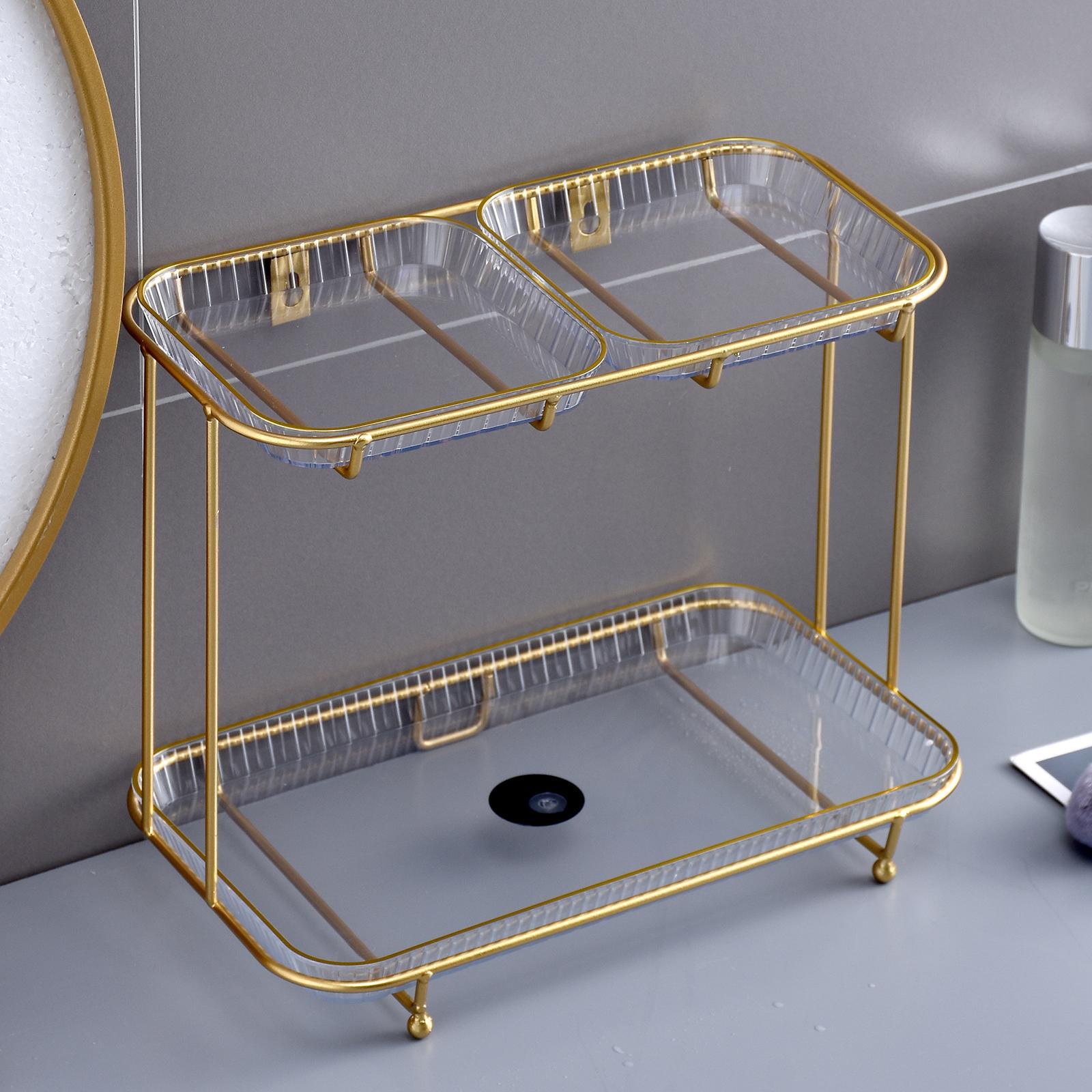 Shelf bathroom counter makeup holder display White