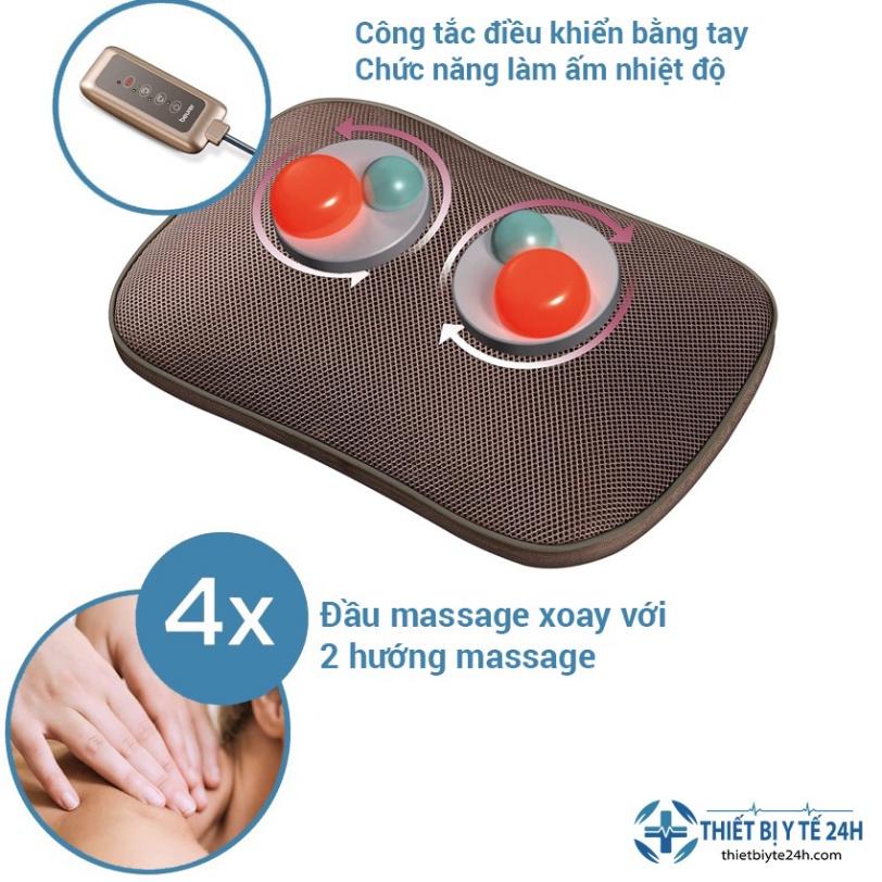 Gối Massage Hồng Ngoại Beurer MG147 Chính Hãng - Xóa Tan Đau Mỏi Vai Gáy, Lưu Thông Khí Huyết, Hồng Ngoại