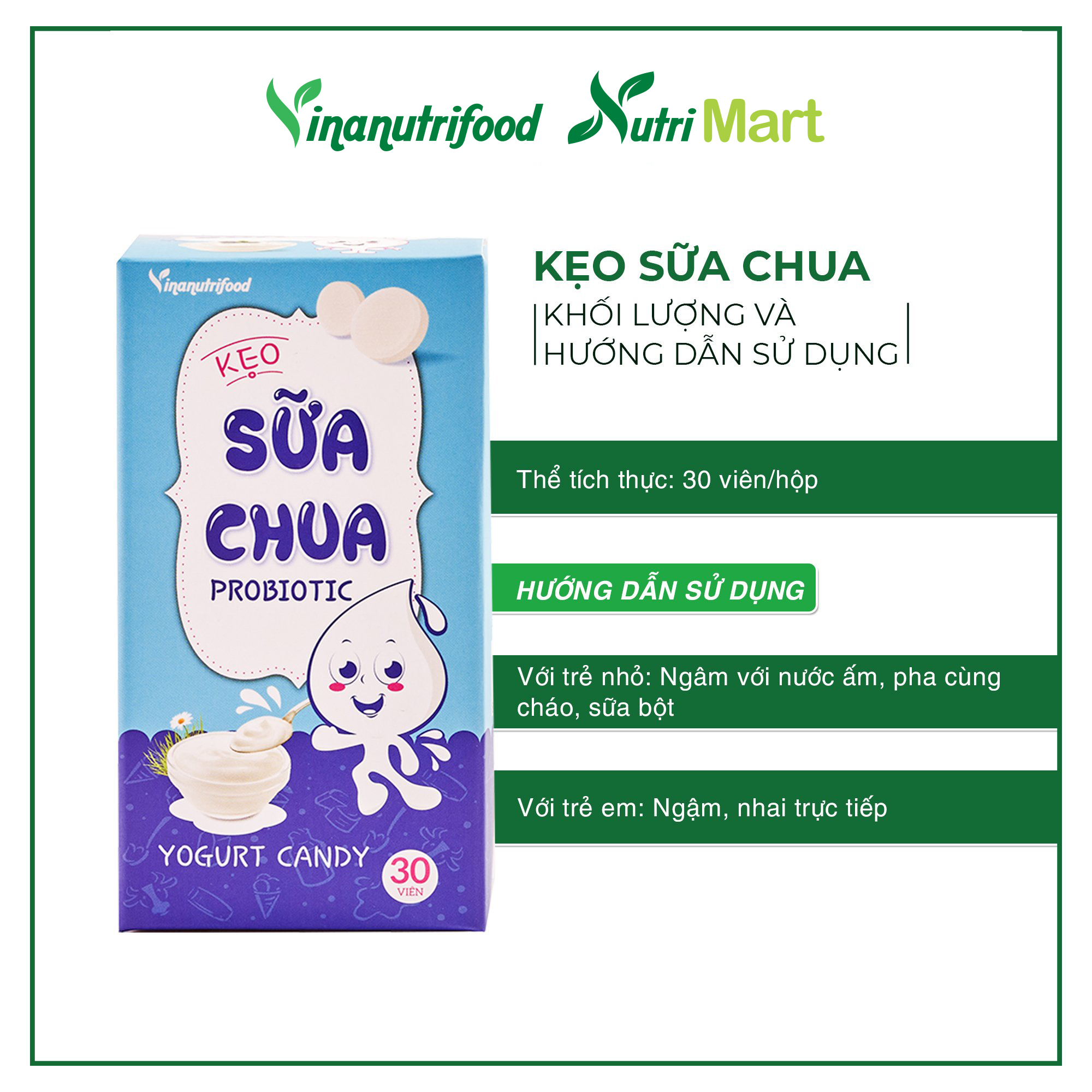 Kẹo sữa chua Probiotic chứa thành phần sữa chua lên men, bổ sung enzym lợi khuẩn tốt cho sức khỏe