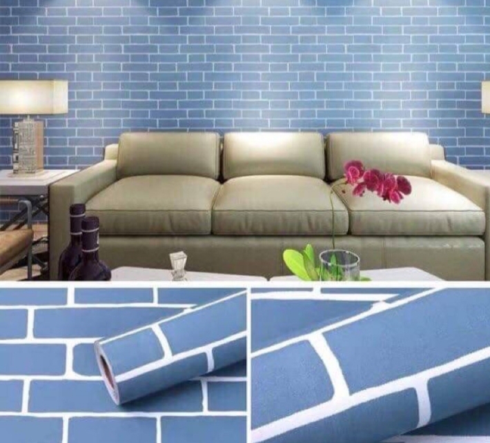 Giấy dán tường họa tiết ô giả gạch cuộn rộng 45cm dài 10m có keo sẵn