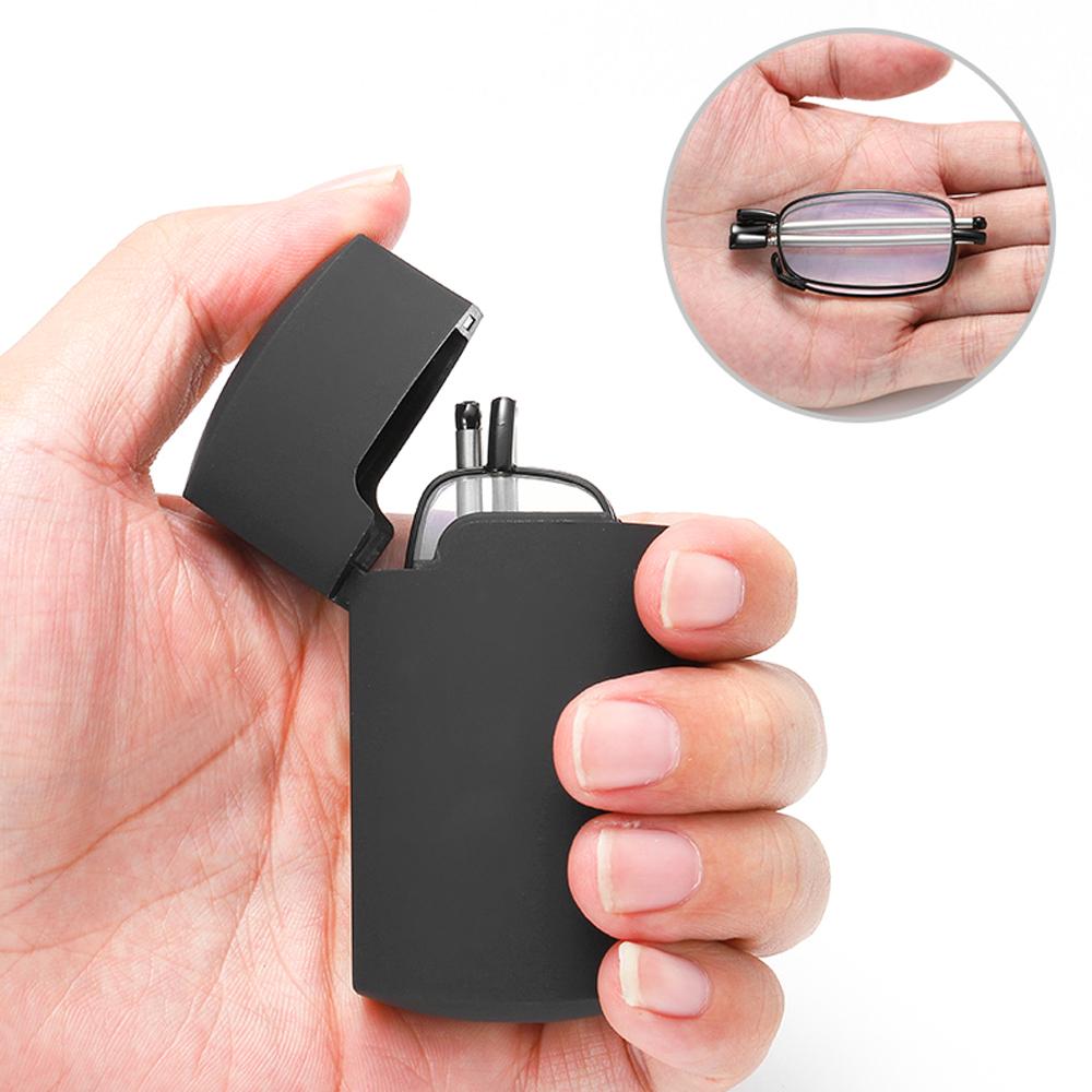 Kính Đọc Sách Gấp Đồng Hồ Nam Thép Không Gỉ Từ Hộp Presbyopic Kính 1.00 1.50 2.00 2.50 3.00 3.50