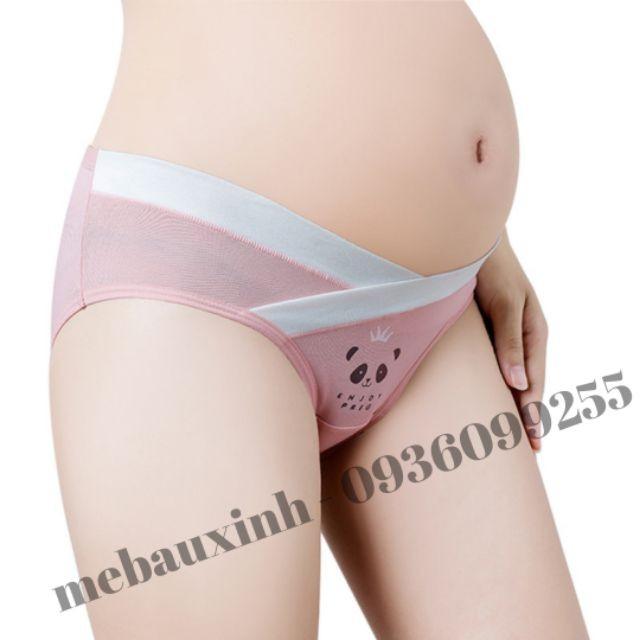 Set 4 quần lót bầu sau sinh cạp chéo cotton kháng khuẩn cao cấp, túi zip siêu đáng yêu