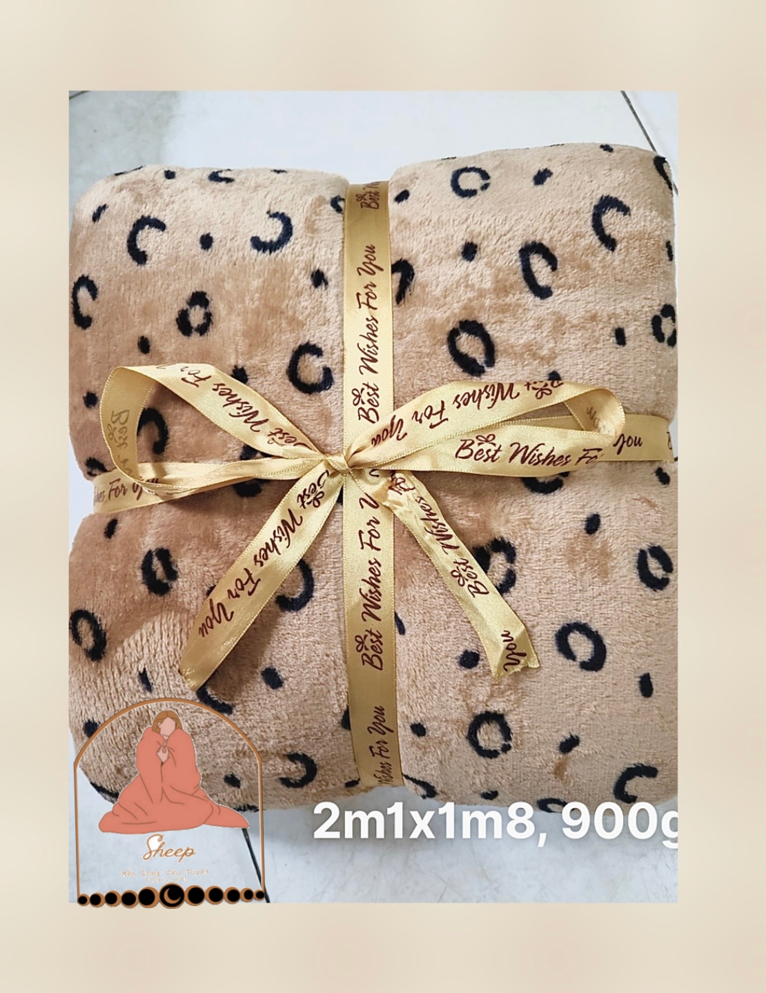 Mền lông cừu tuyết mềm mịn beo nâu