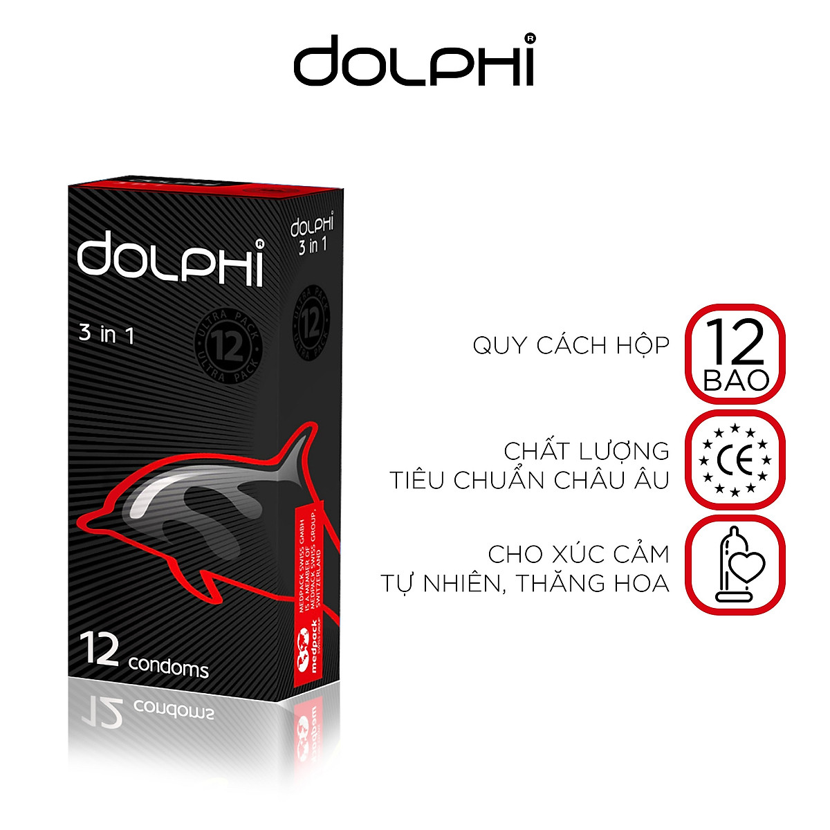 Combo Trọn Vị Yêu - BCS Siêu Mỏng Tự Nhiên Dolphi 3 In 1 (Hộp 12 Bao) + Kẹo Ngậm Hương Bạc Hà - Vivil (Thỏi 29g)