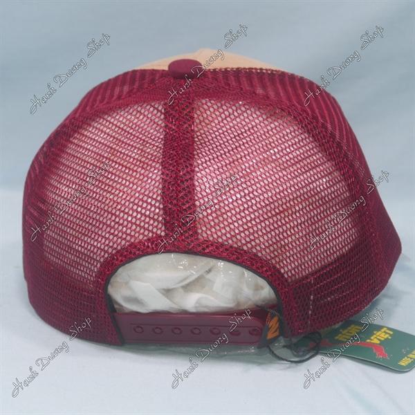 Nón kết lưới in dẻo chữ Cap Man Original phía trước là vải nhung, kết nhung vòng đầu 55-58cm phía trong có may tem - Đỏ thẩm &amp; kaki