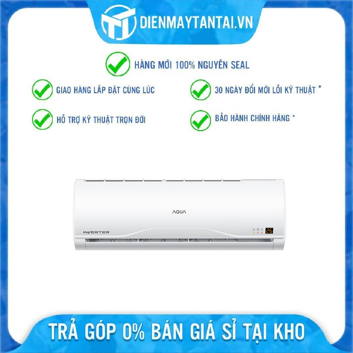 Máy lạnh Aqua Inverter 1.5 HP AQA-KCRV13TR - Hàng chính hãng - Giao HCM và 1 số tỉnh thành