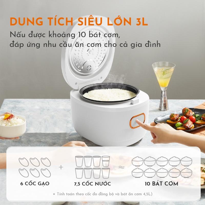 Nồi cơm điện thông minh GAABOR GR-S30B01 dung tích lớn 3L (lòng nồi 1.2L) - 500W - Hàng chính hãng