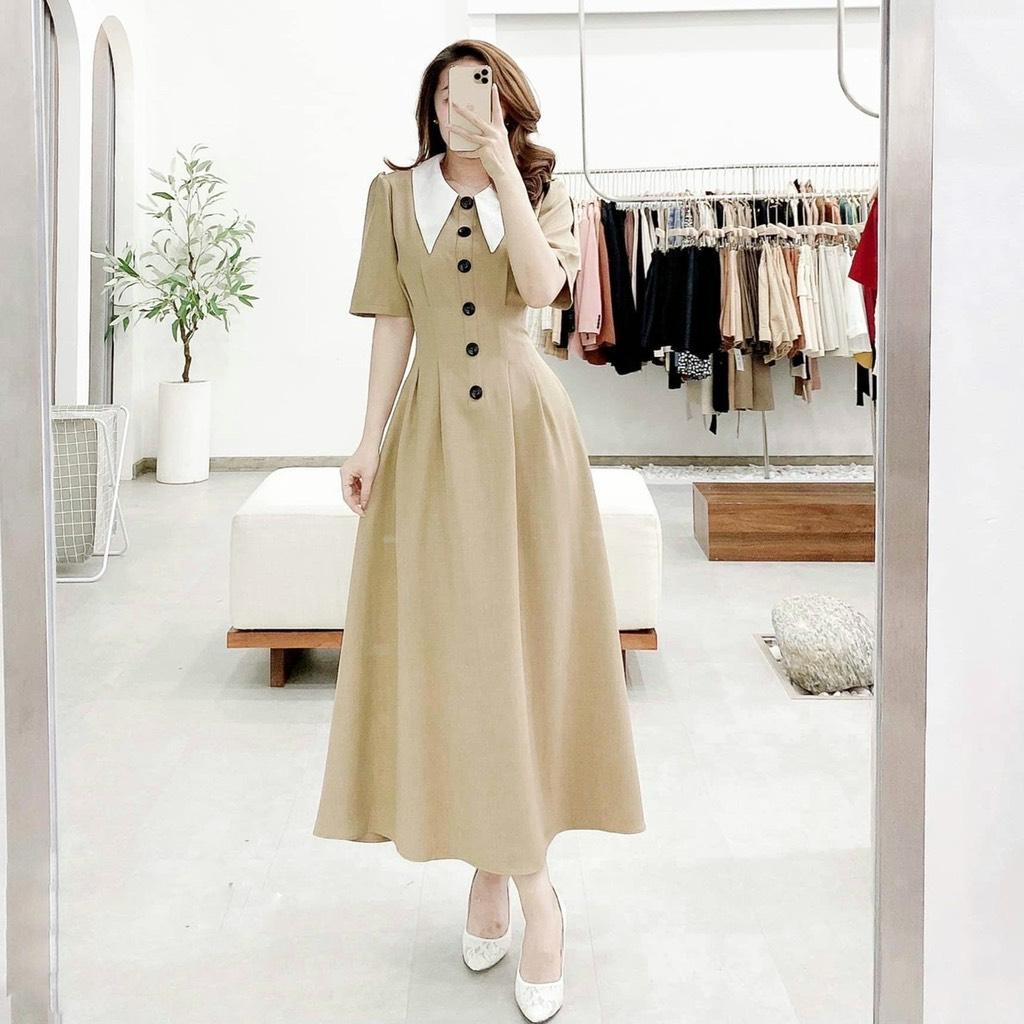 ĐẦM MIDI PHỐI CỔ PETER TRẮNG 11644