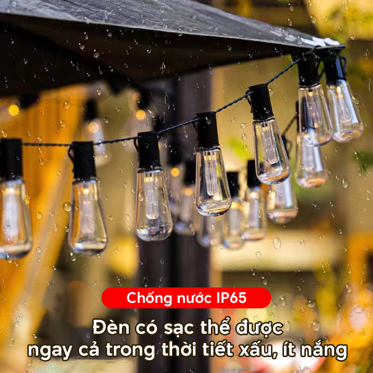 Đèn trang trí năng lượng mặt trời dây bóng led to, tiết kiệm điện, bóng siêu sáng, chống thấm nước - DA3176