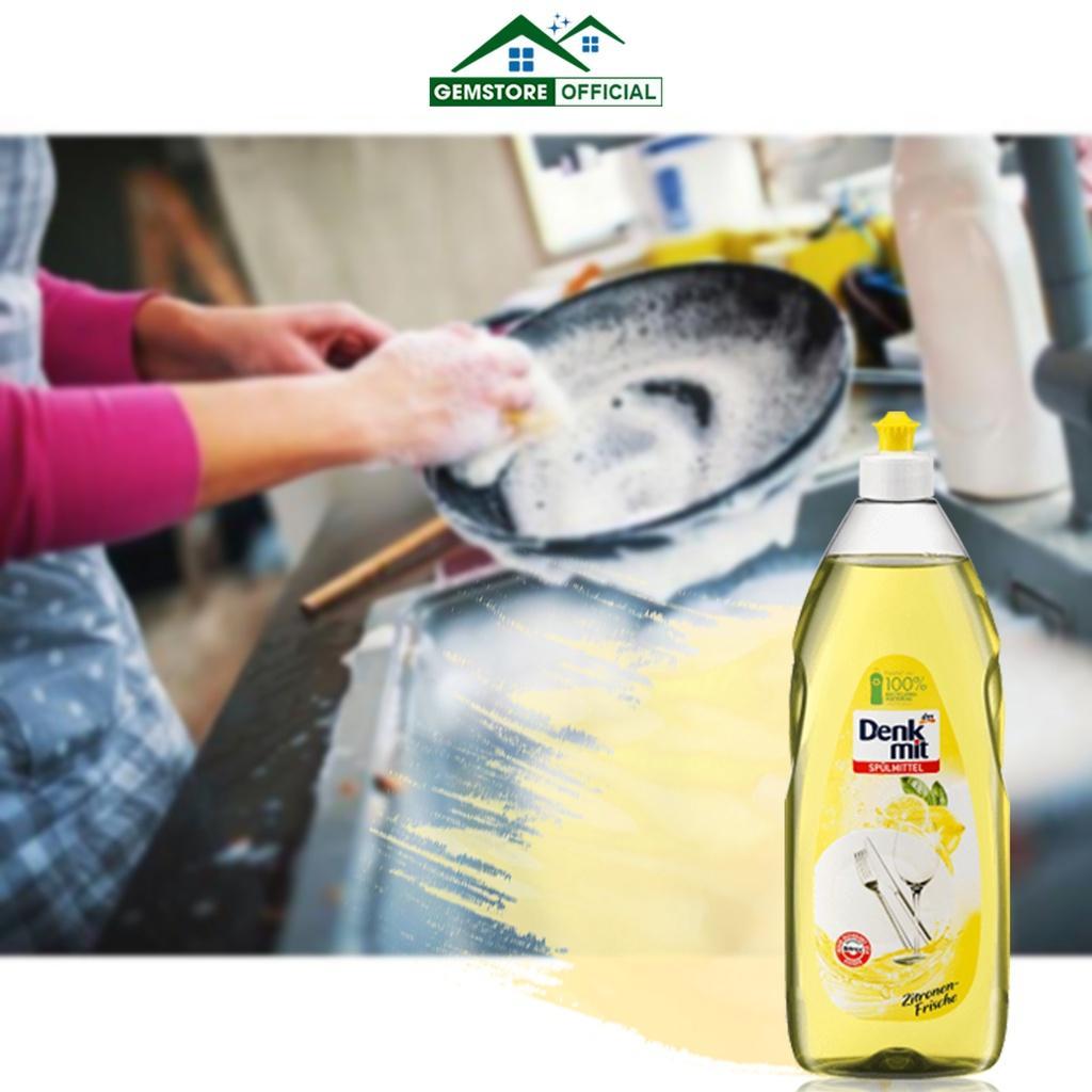 Nước Rửa Chén Bát Đa Năng Denkmit, Dung Dịch Rửa Bát Đĩa, Dung Tích 1L, Hương Chanh, Nhập Đức