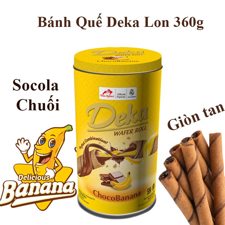 Bánh Quế Deka Lon Socola Chuối 360g Gòn Tan