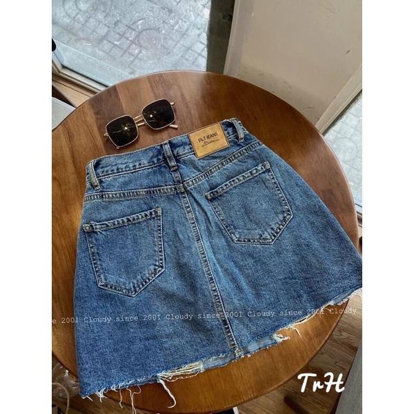 Chân váy jeans dáng ngắn basic chất đẹp co dãn