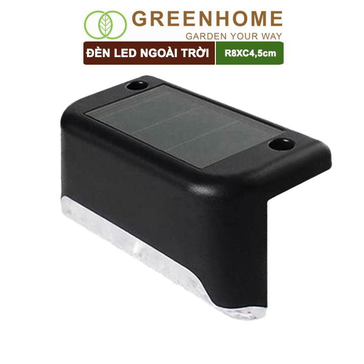 Đèn Led Năng Lượng Mặt Trời Greenhome, R8xc4,5cm, Vàng Ấm, Chống Nước, Ốp Lan Can, Trang Trí Ban Công, Sân Vườn