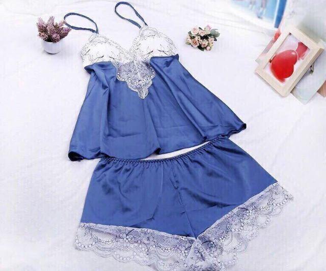 Bộ đùi ngủ 2 dây phi lụa