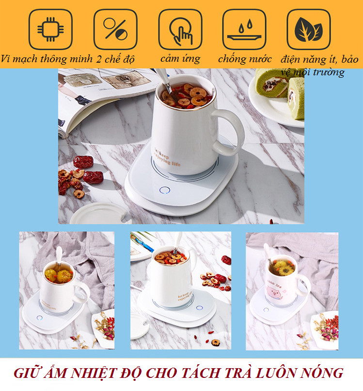 Ly uống nước cafe giữ nóng nhiệt độ, ly đun nước văn phòng, cốc gia nhiệt giữ nóng