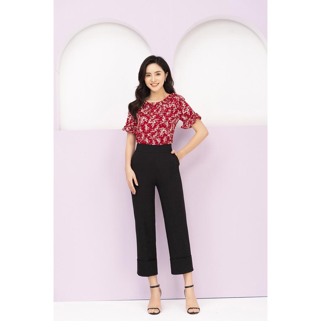 Áo sơ mi nữ công sở LUPERI LFSM1140 cách điệu tay bèo, màu đỏ trẻ trung, hiện đại, dễ mix đồ