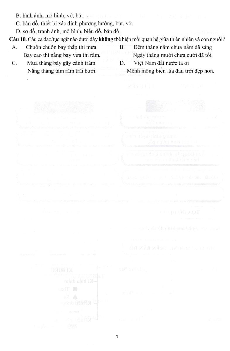 Đề Kiểm Tra Đánh Giá Năng Lực Môn Lịch Sử - Địa Lí Lớp 6: Phần Địa Lí