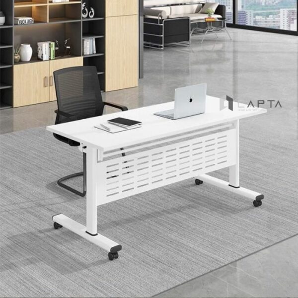 Bàn họp mặt MFC xếp gọn thông minh TF2003-12W Nội thất Capta Bàn làm việc hiện đại nhập khẩu màu trắng chân bàn sắt sơn tĩnh điện màu trắng có bánh xe Modern Office Desk hcm