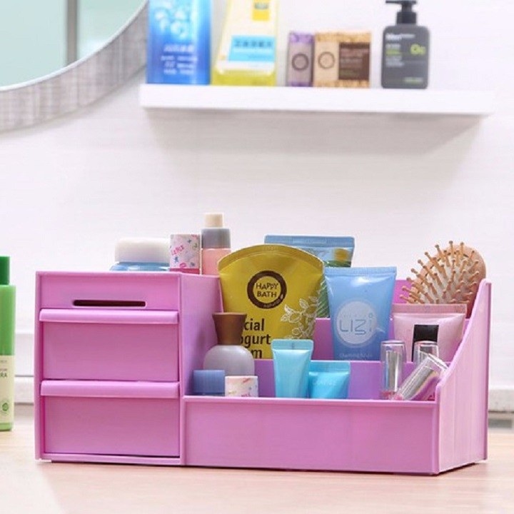 Kệ đựng mỹ phẩm 3 tầng 2 ngăn kéo, hộp đựng đồ trang điểm, makeup bằng nhựa cao cấp tặng kèm dao cạo lông mày hàn quốc tiện lợi. Shop giao mầu ngãu nhiên