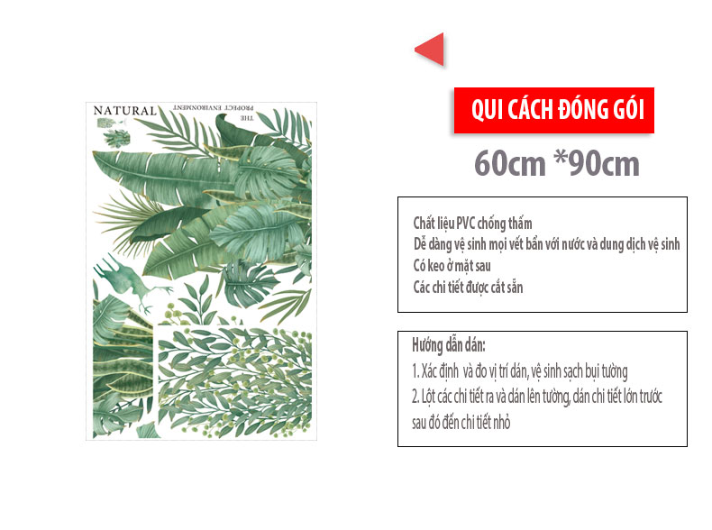 Sticker Giấy Dán Tường Decal Dán tường Mẫu Hoa Lá Cực Xinh ZH011