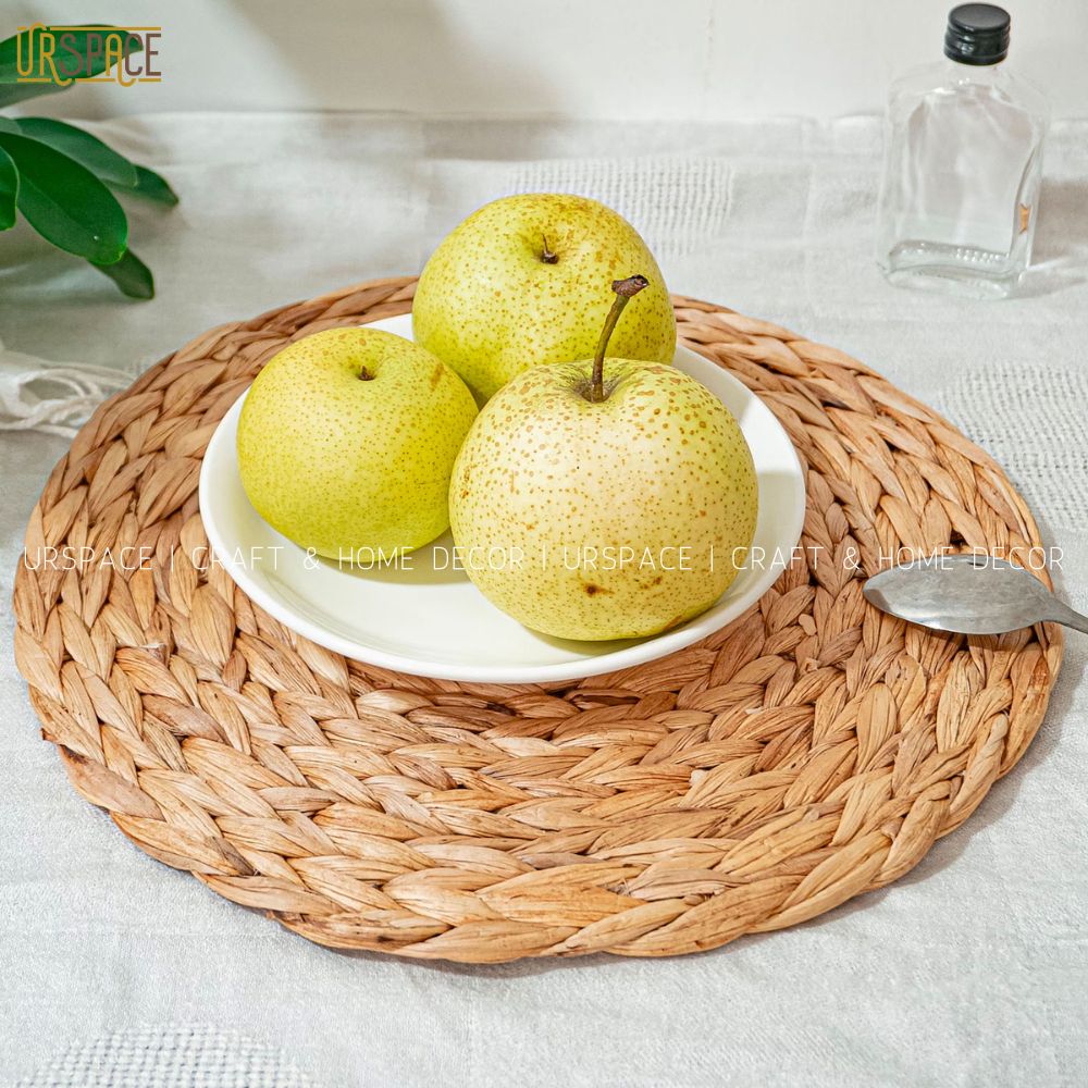 Tấm lót lục bình đa năng UrSpace trang trí decor bàn ăn D25 cm/ ROUND HYACINTH PLACE MAT