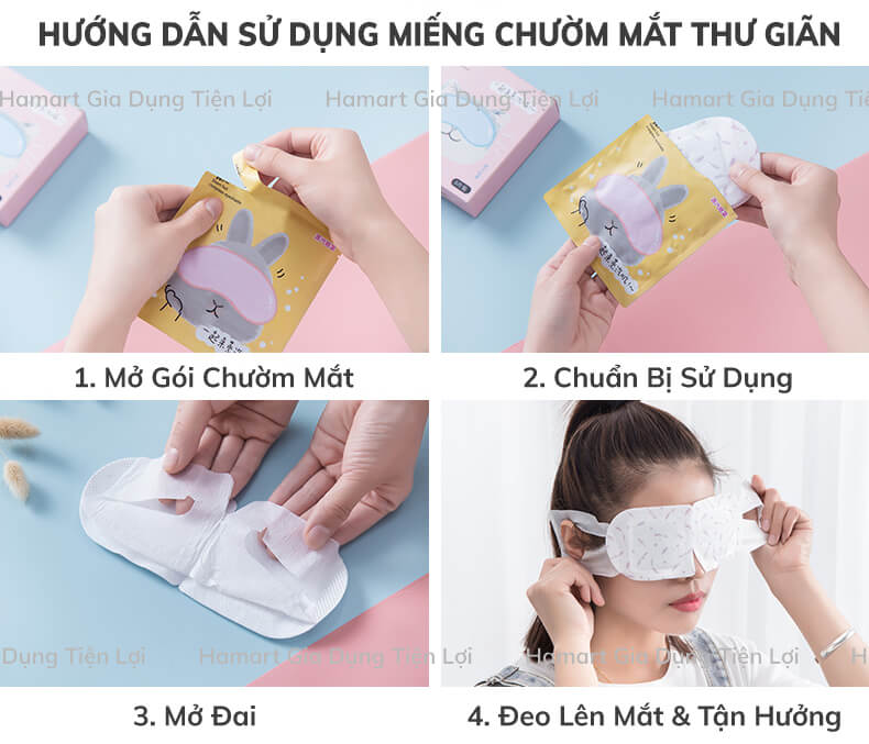 Miếng Chườm Mắt Hamart Chườm Nóng Hơi Nước Thư Giãn Giảm Mỏi Mắt Hỗ Trợ Tăng Cường Thị Lực