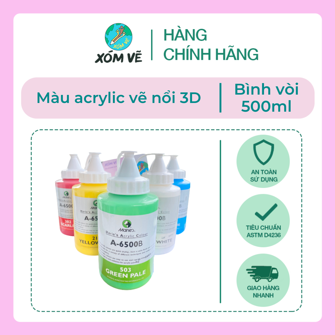 Màu acrylic vẽ nổi 3D bình vòi 500ml