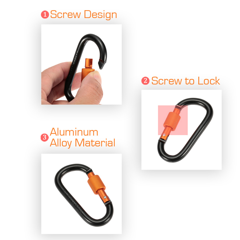 9 Cái Móc Khóa Carabiner Chữ D Bằng Hợp Kim Nhôm Với Vòng Dây Thép