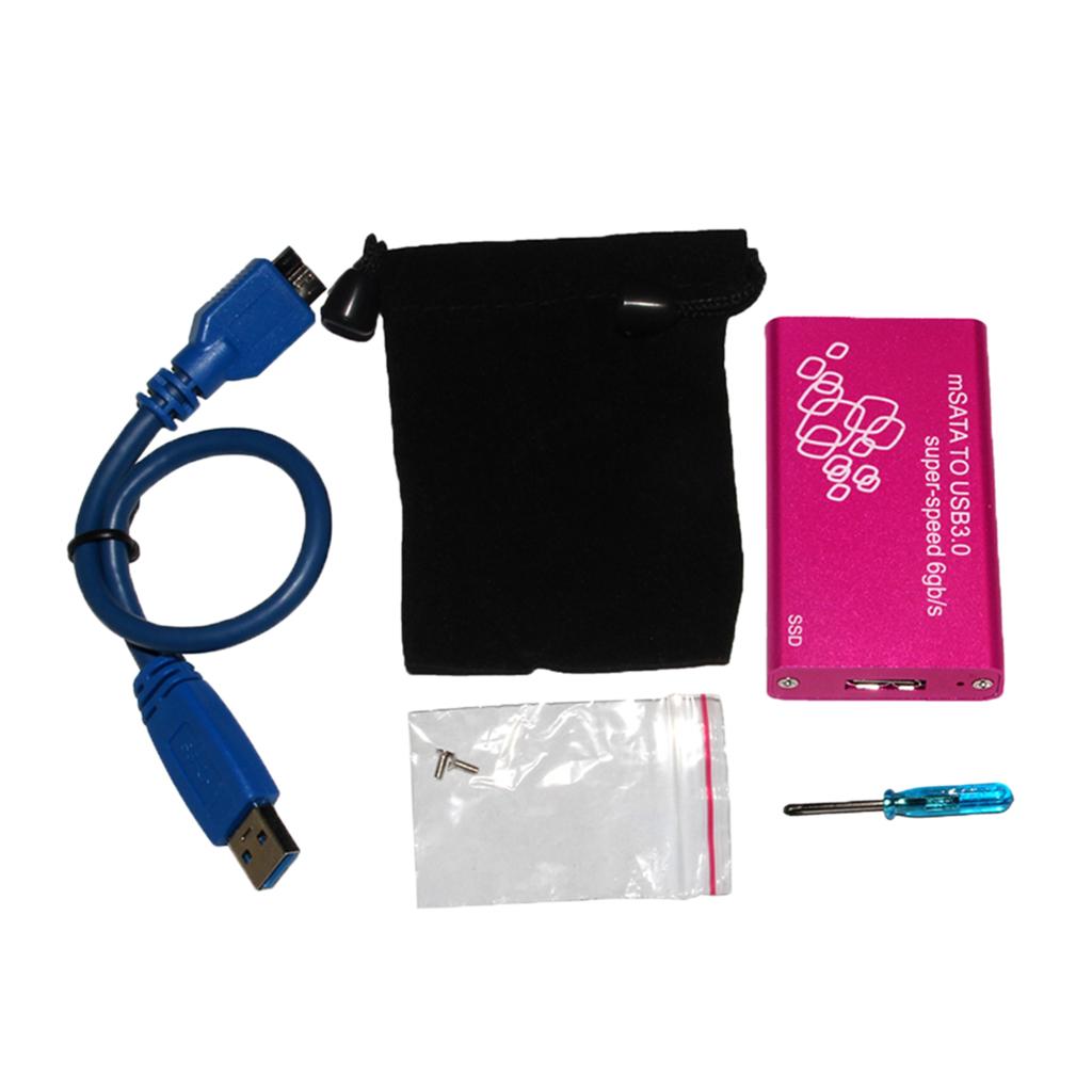 Portable mSATA to USB 3.0 SSD  Box External Enclosure Case & Cable