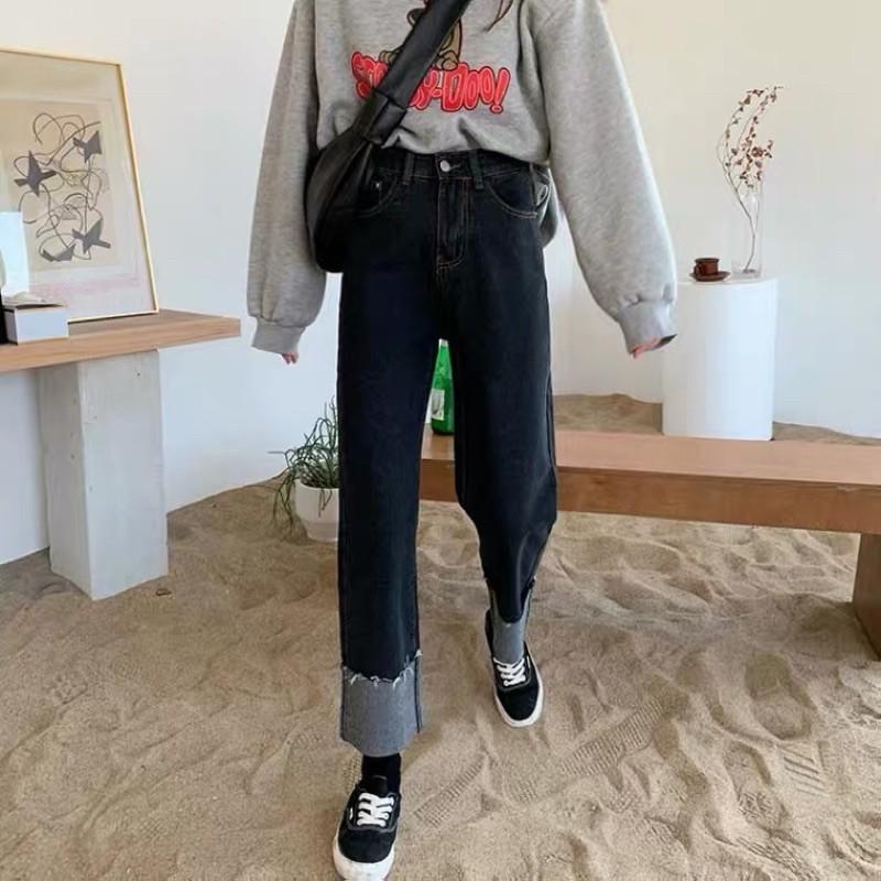 Quần Jeans xắn gấu phong cách Ulzzang Hàn Quốc
