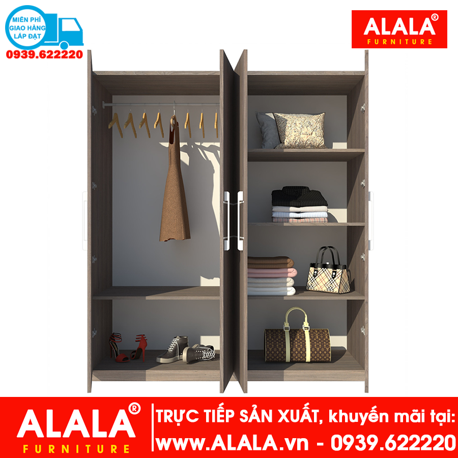 Tủ quần áo ALALA230 gỗ HMR chống nước - www.ALALA.vn - 0939.622220