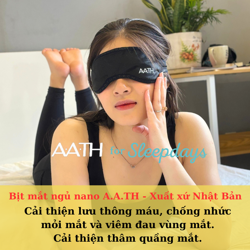 Bịt mắt ngủ cao cấp nano A.A.TH thư giãn mắt, giảm đau nhức mỏi mắt, xuất xứ Nhật Bản