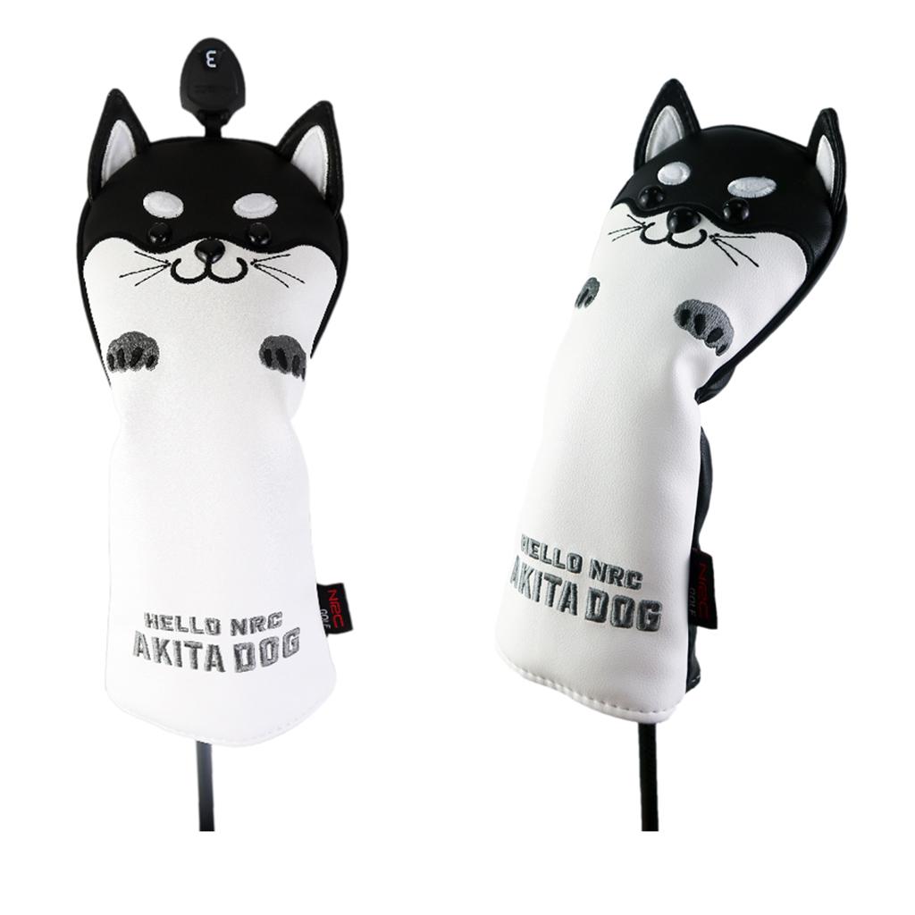 4x Golf Wood Head Covers No. 1 3 5 UT Driver Headcover Cute AKITA Dog Club Cover