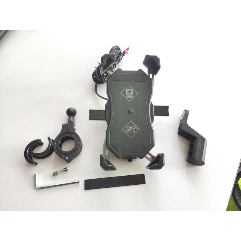 Giá Đỡ Điện Thoại Sạc Không Dây 15W QC3.0 Xoay 360 Độ Gắn Xe Máy