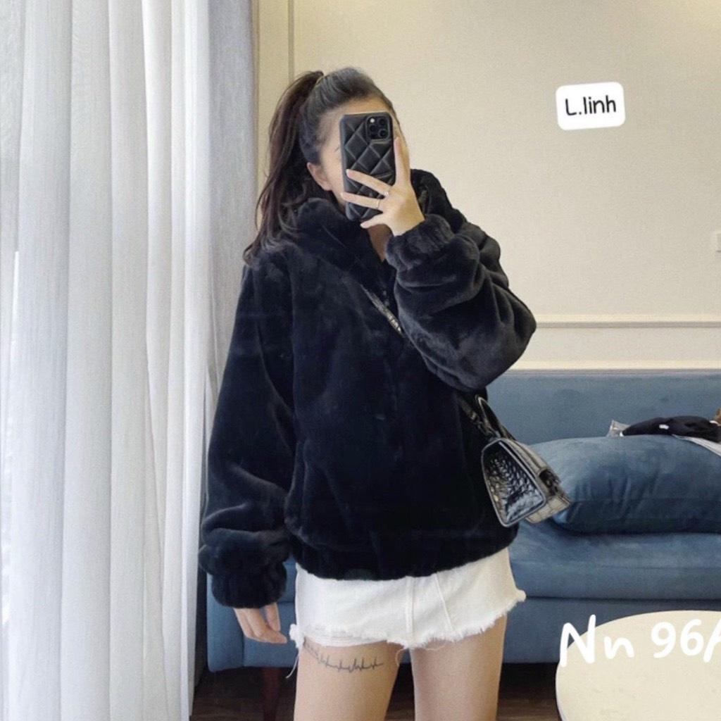Áo khoác nữ lông siêu hot kèm mũ ấm ấp sang chảnh trẻ trung