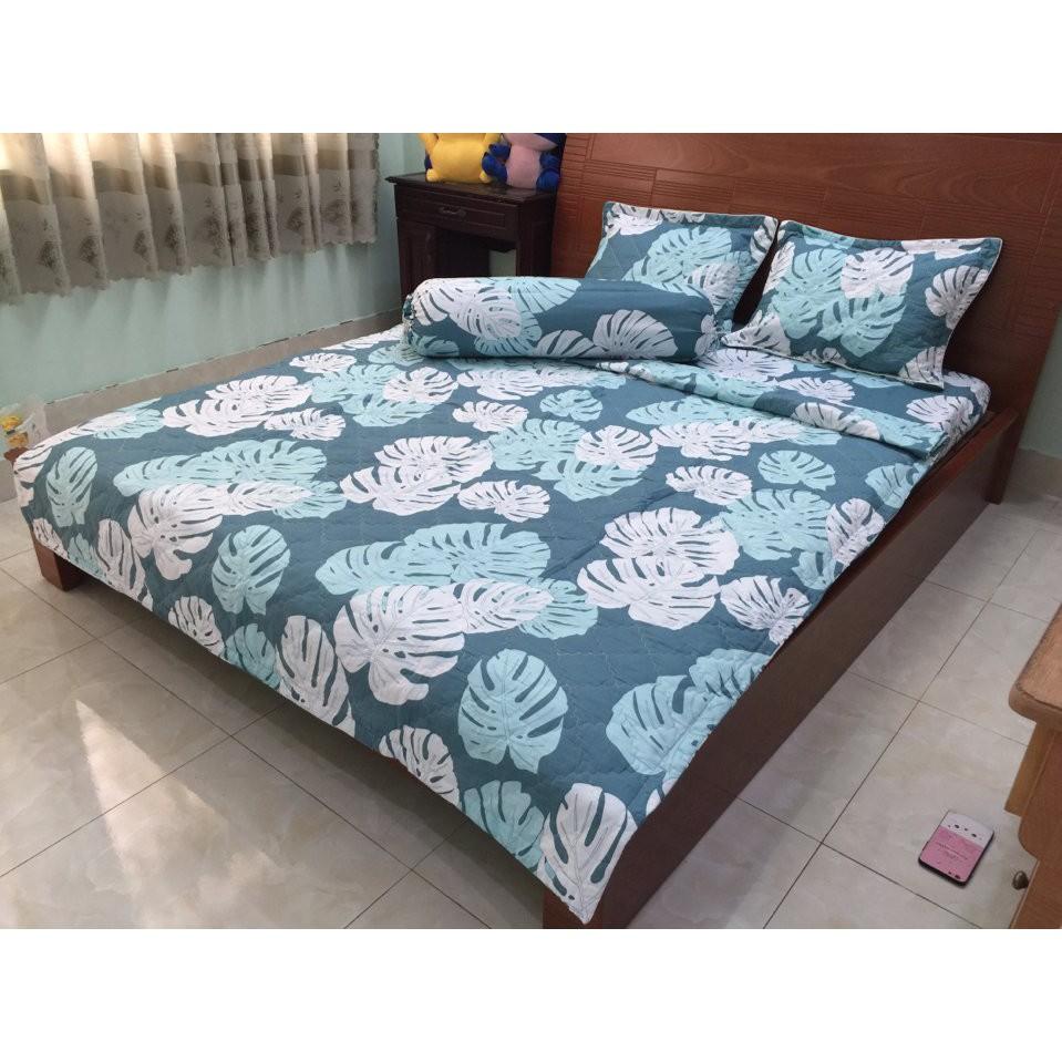 Bộ Chăn Drap Gối 5 món Cotton Poly hoạ tiết hoa 1m8x2mx10cm