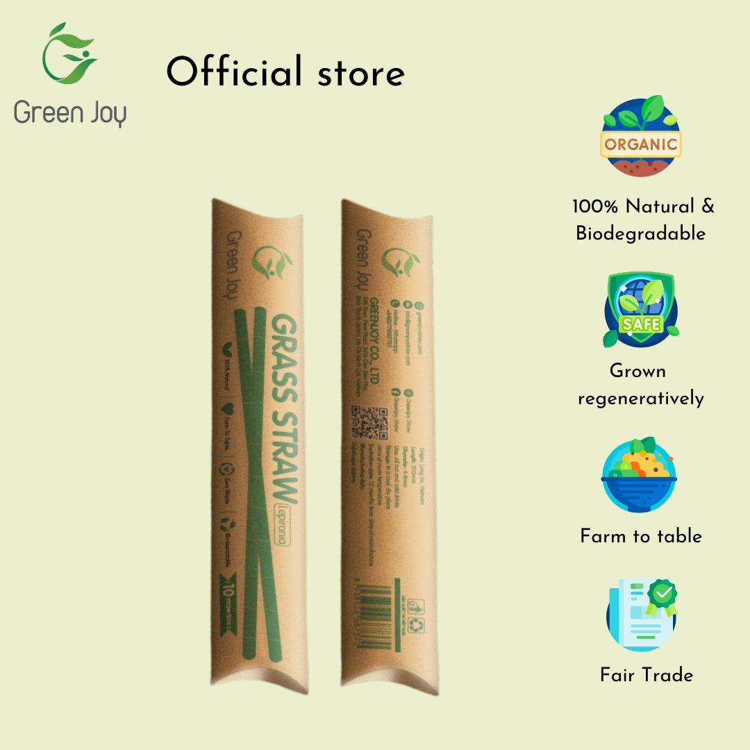 Ống hút cỏ bàng khô Green Joy - Combo 2 hộp 10 ống