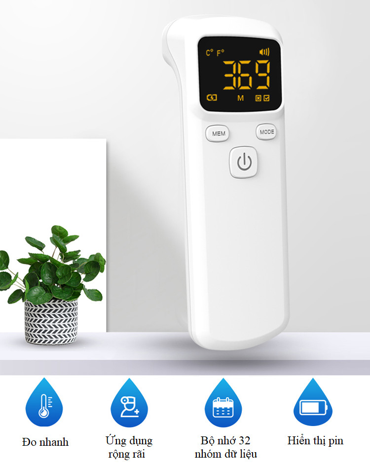Nhiệt kế đo thân nhiệt cảm biến hồng ngoại cao cấp chuyên dùng cho gia đình, trường học, bệnh viện M007 ( TẶNG BỘ MIẾNG DÁN TƯỜNG DẠ QUANG PHÁT SÁNG HÌNH CON BƯỚM )