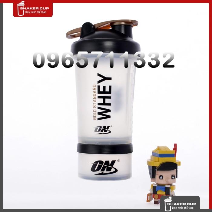 Bình lắc thể thao bình tập gym Shake bottle ON Gold Standard 2 ngăn