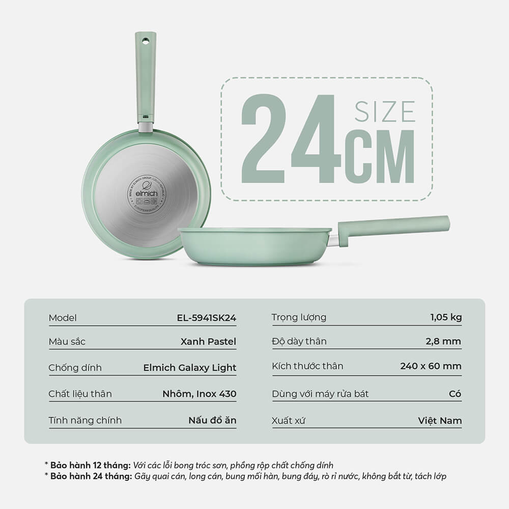 Chảo Chống Dính Siêu Bền Elmich Hera II EL-5941 Nhiều Size, Hàng Chính Hãng, Dùng Mọi Bếp - JoyMall