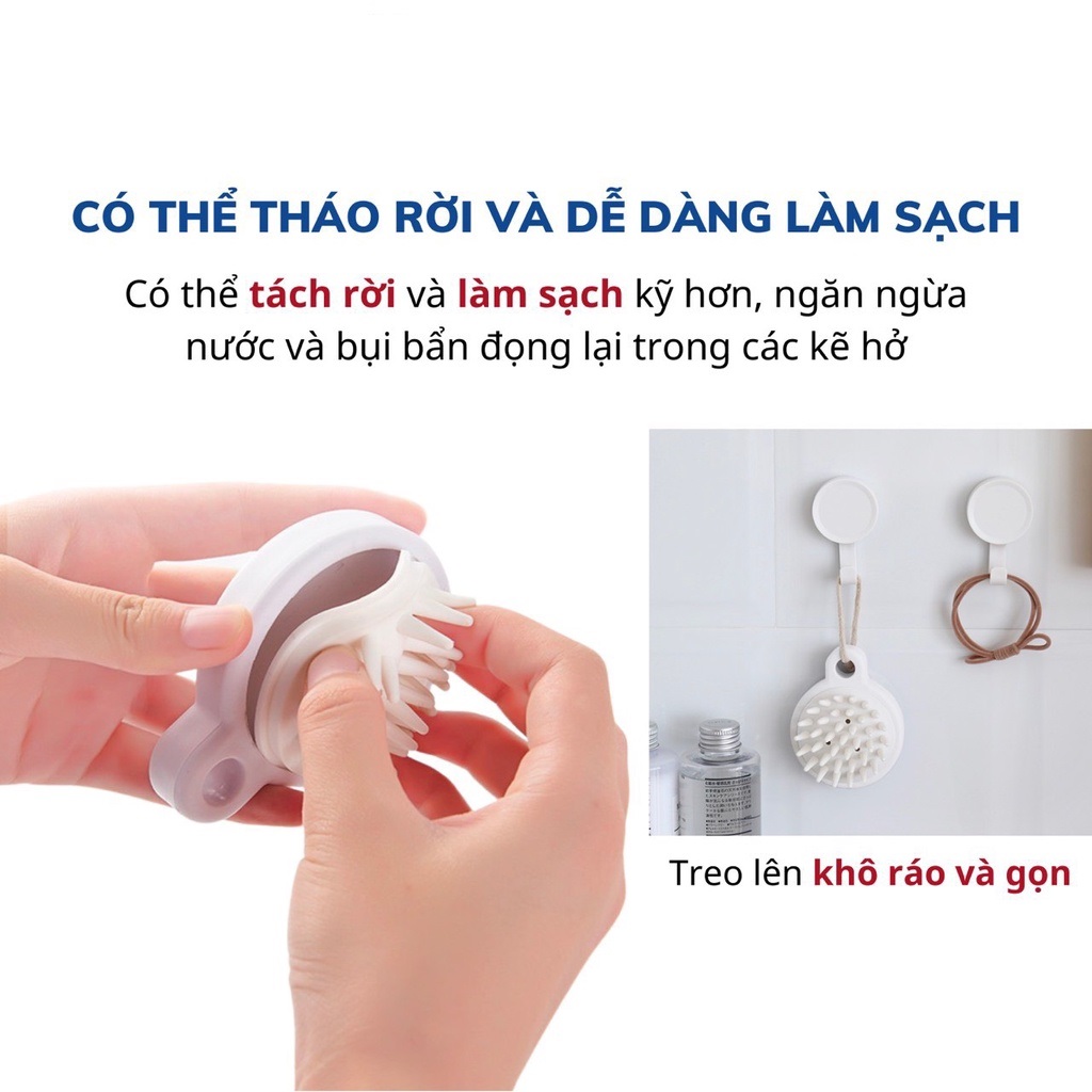 Lược gội đầu Silicone Nhật Bản - Massage xa da đầu - Giảm rụng tóc - Kích thích mọc tóc