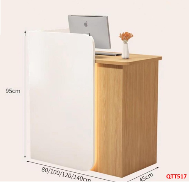 Bàn thu ngân, bàn lễ tân, bàn tính tiền bằng gỗ MDF QTT517 - NỘI THẤT LẮP RÁP VIENDONGADV
