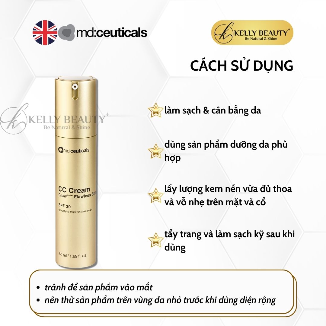 Kem Nền Che Khuyết Điểm Chống Nắng CC Cream Glow Flawless Skin SPF 30 - MD:Ceuticals | Kelly Beauty