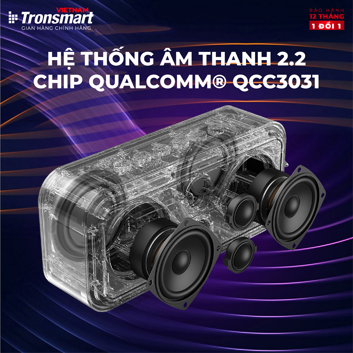 Loa Bluetooth 5.0 Tronsmart Force Pro Chống nước IPX7, Công suất 60W, hỗ trợ NFC, TWS - Kết nối 100 loa - Hàng chính hãng