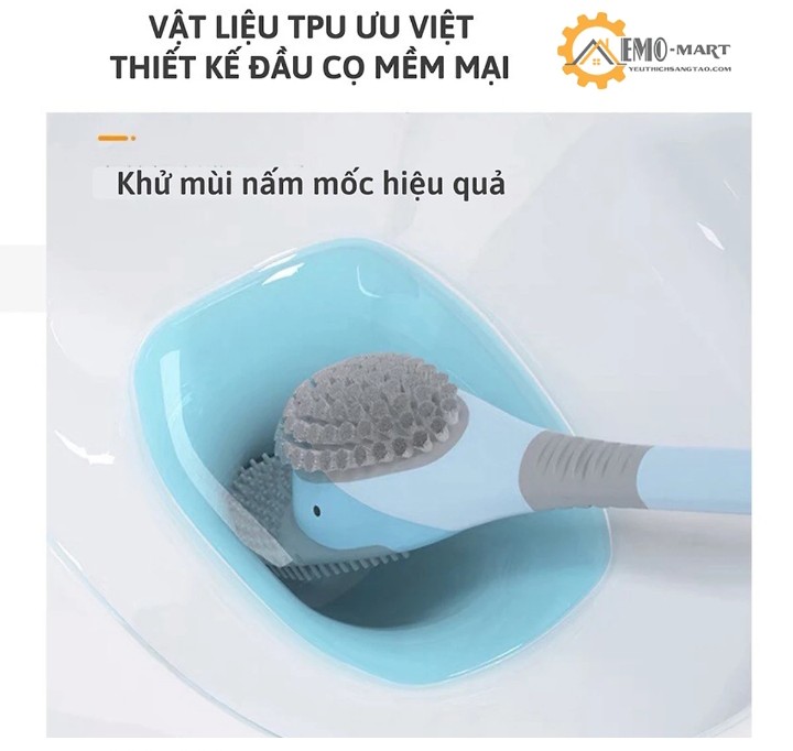 BỘ BÀN CHẢI VỆ SINH TOILET HÌNH VỊT BẰNG Slinicon TIỆN DỤNG - CHÀ CỌ TOILET CÓ HỘP ĐỰNG