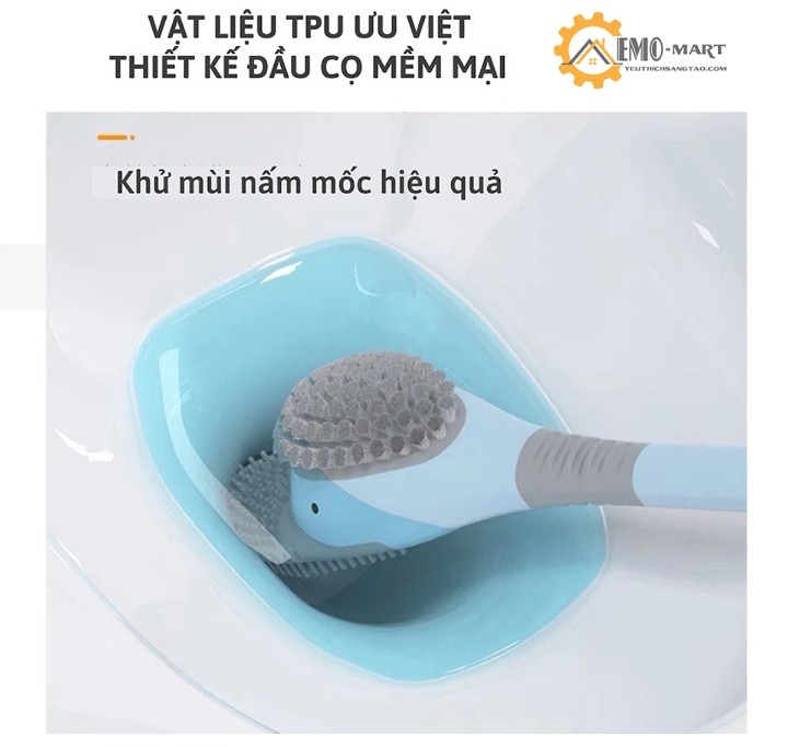 BỘ BÀN CHẢI  VỆ SINH TOILET HÌNH VỊT BẰNG Slinicon TIỆN DỤNG - CHÀ CỌ TOILET CÓ HỘP ĐỰNG