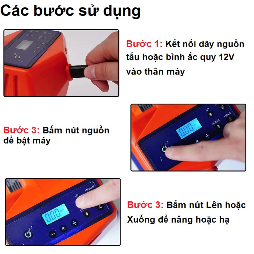 Bộ nâng kích gầm điện, kiêm máy bơm lốp tự ngắt 2 trong 1 Thương hiệu Đức ROGTZ TY-EHJ03, Tải 5 Tấn - Hàng Nhập Khẩu, BH 12 Tháng