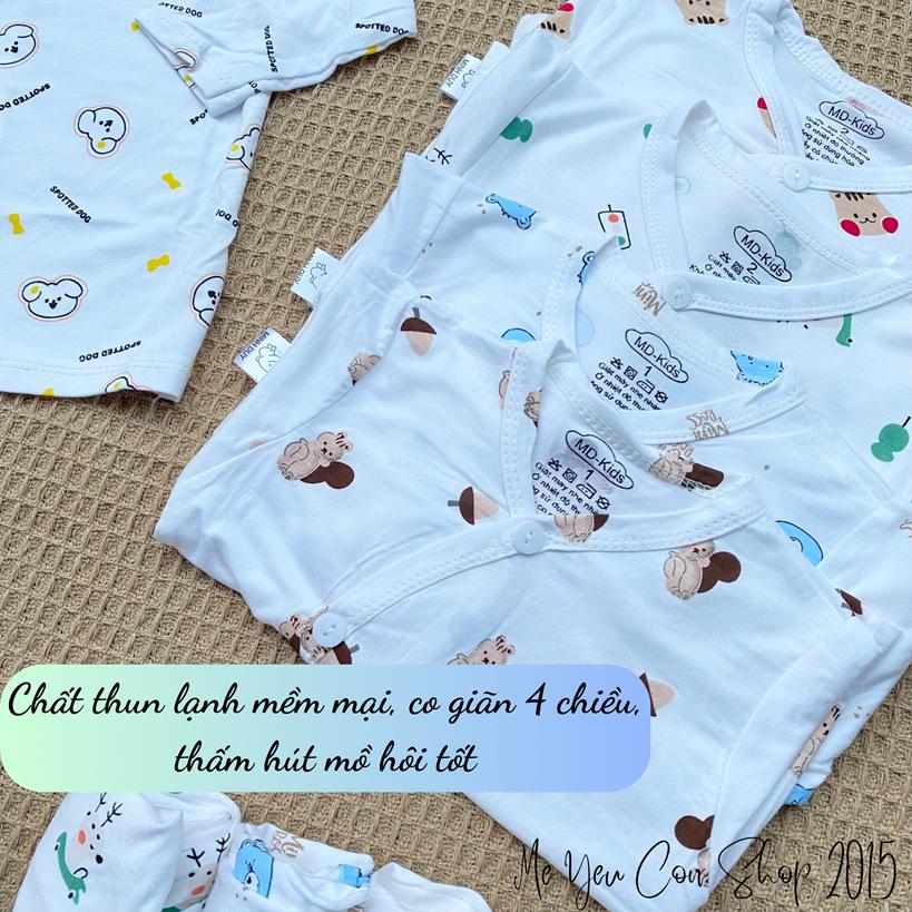 [3-9kg] Bộ Quần Áo Sơ Sinh Dài Chất Thun Lạnh, Mềm, Mát, Thấm Hút Mồ Hôi Cho Bé Thích Hợp Mặc Quanh Năm